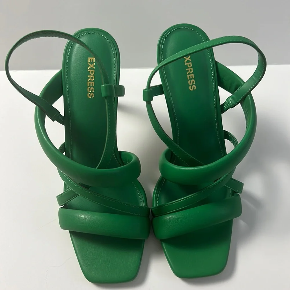 Express Green Strappy Sandals - Picture 1 of 11